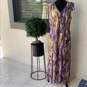 Haute Hippie Tribe Purple and Gold Maxi Dress NWOT